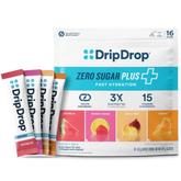 DripDrop Zero Sugar Plus, Watermelon, Tangerine, Tropical Punch, Raspberry Lemonade, 16 oz sticks, 16 count