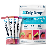 DripDrop Zero Sugar Plus, Strawberry Kiwi, Peach, Cherry Limeade, Wild Berry, 16 oz sticks, 8 count