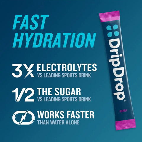 DripDrop Berry Electrolyte Powder, 8 oz sticks, 32 count