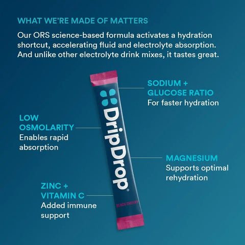 DripDrop Sunburst Variety Pack Electrolyte Powder, 8 oz sticks, 32 count