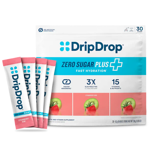 DripDrop Zero Sugar Plus, Strawberry Kiwi, 16 oz sticks, 30 count