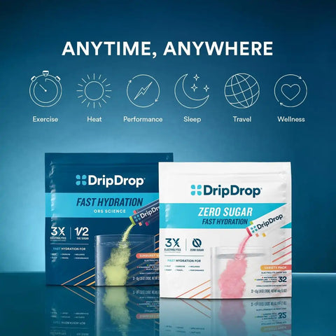 DripDrop Tropical Variety Pack Electrolyte Powder, 8 oz sticks, 16 count