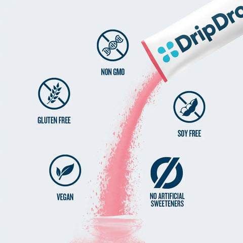 DripDrop Zero Sugar Plus, Watermelon, Tangerine, Tropical Punch, Raspberry Lemonade, 16 oz sticks, 16 count