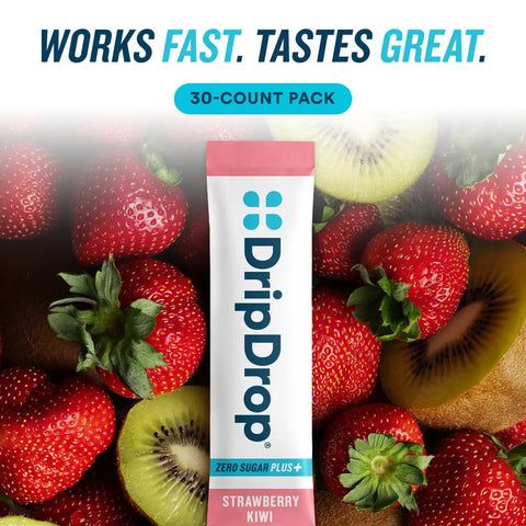 DripDrop Zero Sugar Plus, Strawberry Kiwi, 16 oz sticks, 30 count