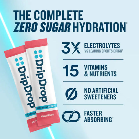 DripDrop Zero Sugar Plus, Watermelon, 16 oz sticks, 30 count