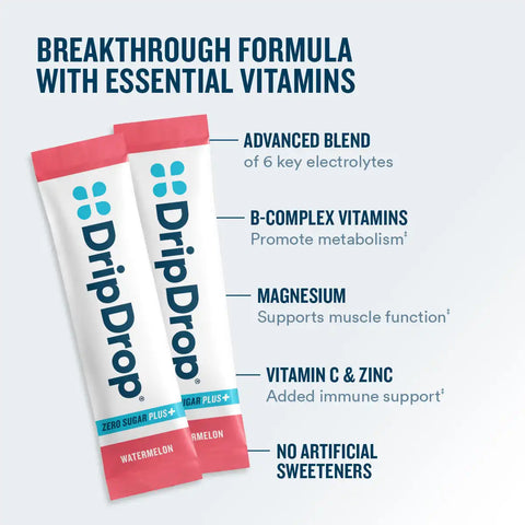 DripDrop Zero Sugar Plus, Watermelon, 16 oz sticks, 30 count
