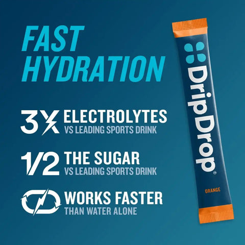 DripDrop Orange Electrolyte Powder, 8 oz sticks, 32 count
